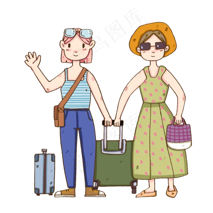 小清新出游季踏青旅游,免抠元素