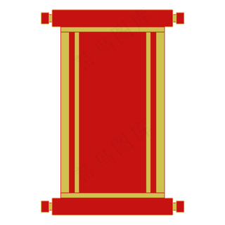 手绘横幅卷轴横幅装饰,免抠元素