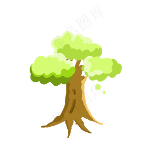 春天绿色的长满叶子的树