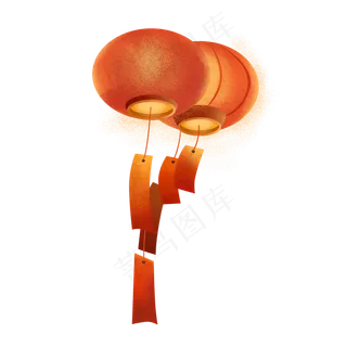 元宵节吊着祝福的灯笼、猜灯谜,免抠元素