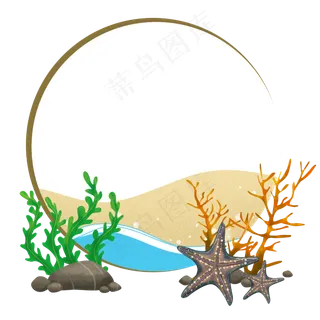 夏天海边装饰边框,免抠元素