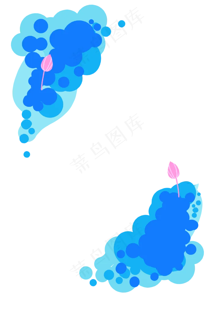 蓝色系清新荷花圆形边框(2000X2900(DPI:300))psd模版下载