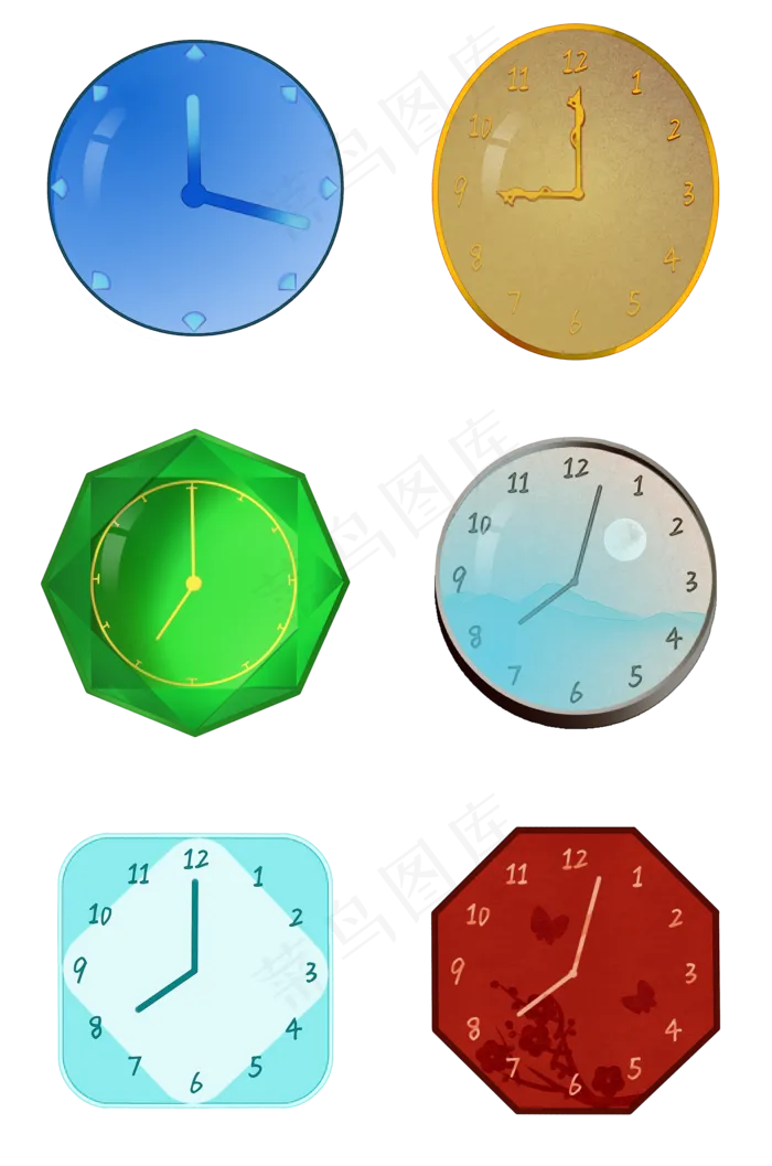 钟表PNG素材合集(2000X3020(DPI:300))psd模版下载