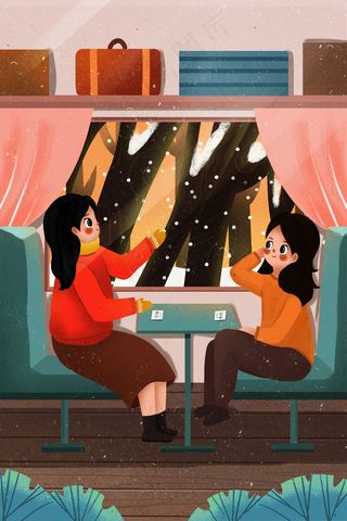 春运女孩坐火车回家过年