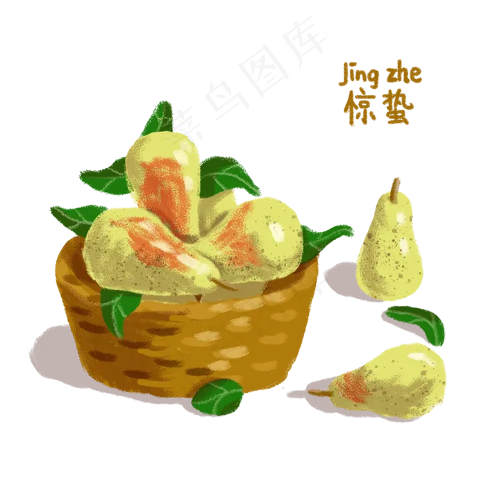 惊蛰梨子和篮框PNG,免抠元素(2000X2000(DPI:300))psd模版下载