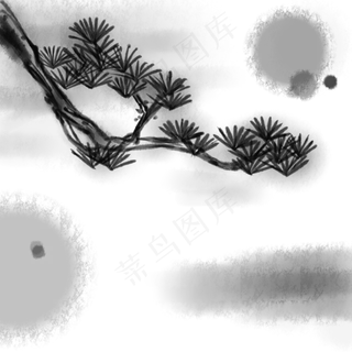 水墨松树墨点图案