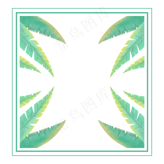 绿色叶子边框(2000X2000(DPI:300))psd模版下载