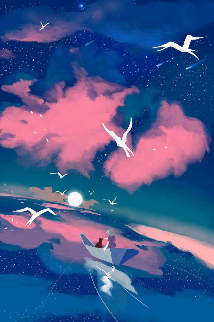 治愈系天空星空情感(1125X2436(DPI:72))psd模版下载