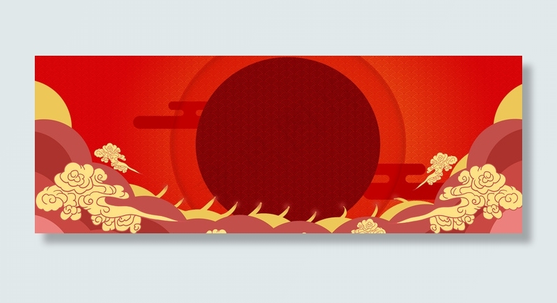 新春中国风红色电商海报背景