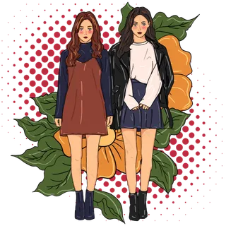 现代小清新美女服装模特插图