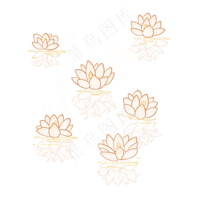 中元节手绘线条荷花灯(2000X2000(DPI:300))psd模版下载