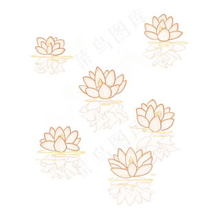 中元节手绘线条荷花灯 中元节手绘线条荷花灯
