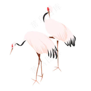 中国风情侣情人节仙鹤,免抠元素