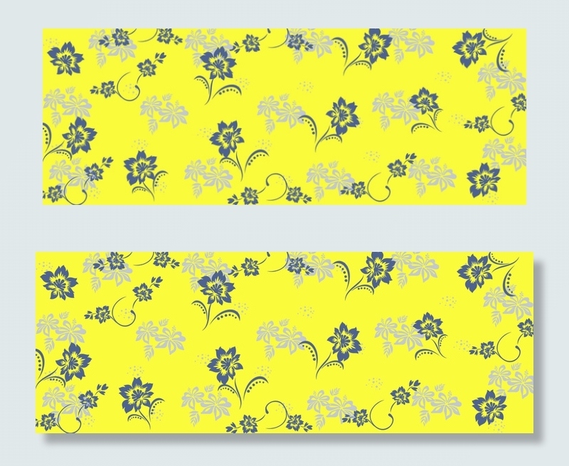 蓝色花朵纹理黄色背景