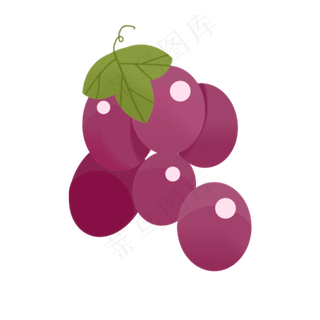 葡萄维生素紫色卡通叶子