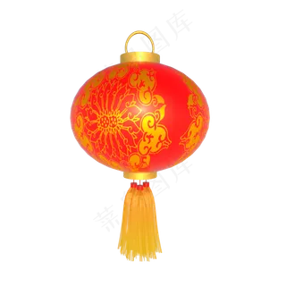 C4D立体大红灯笼喜庆红灯笼,免抠元素