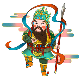 国潮年画门神关羽