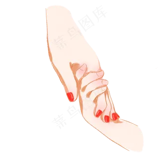 母亲节大手拉小手手绘卡通