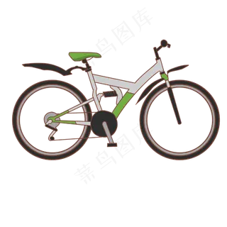 卡通白色单车插图,免抠元素