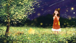 夏日星空梦幻萤火虫治愈系