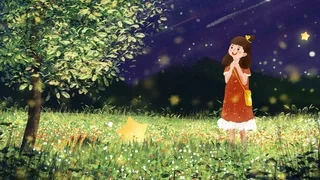 夏日星空梦幻萤火虫治愈系