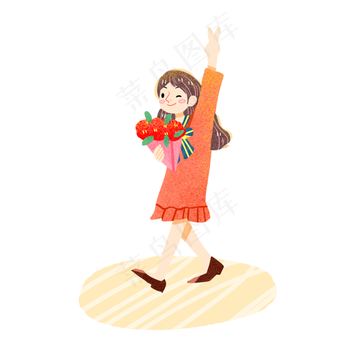 儿童节女孩放风筝素材