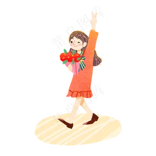 儿童节女孩放风筝素材