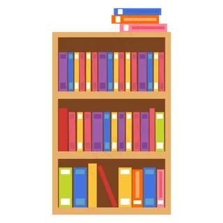 图书馆书架上的书籍矢量图,免抠元素