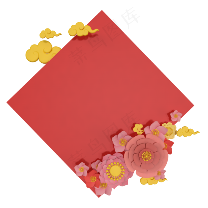 c4d新年框免费下载,免抠元素(3000*3000px 300 dpi )
