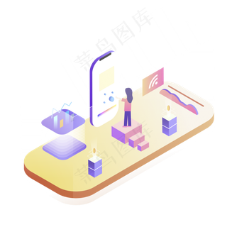 2.5D彩色手机科技透气感元素设计,免抠元素