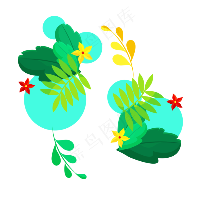 夏天夏至暑假花朵装饰免扣素材