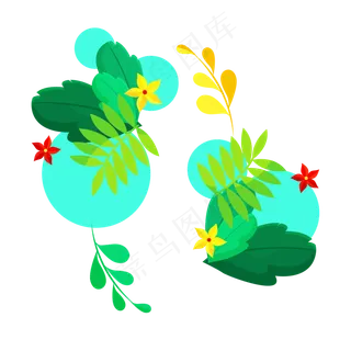 夏天夏至暑假花朵装饰免扣素材