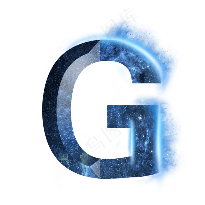 炫酷蓝色星空星辰字母G(3000X3000(DPI:300))psd模版下载