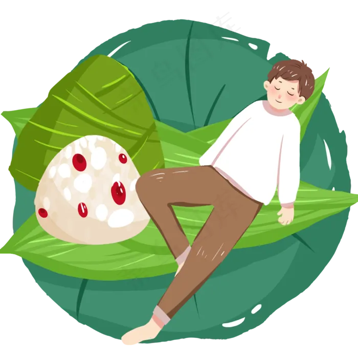 端午节男孩惬意与粽子素材(2500X2500(DPI:300))psd模版下载
