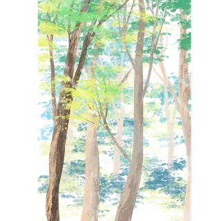 森林里的水彩绿色树免抠图