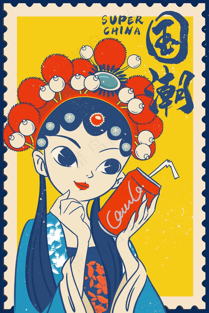 国潮中国风手绘插画