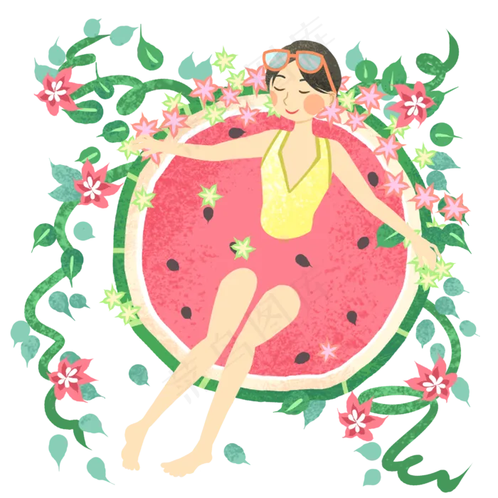 立夏西瓜女孩(3000X3000(DPI:300))psd模版下载