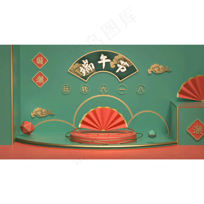 中国风电商舞台(2000X2000(DPI:300))psd模版下载