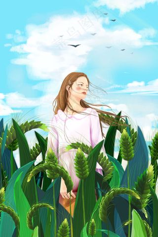 治愈唯美麦田少女清新五月郊游夏至春天小满