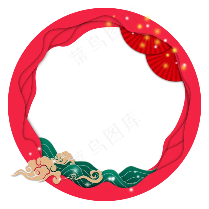 中式立体层次装饰边框,免抠元素(2000*2000px 300 dpi )psd模版下载