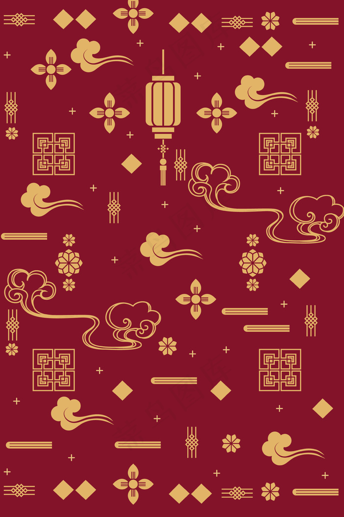 红金色系中式底纹背景
