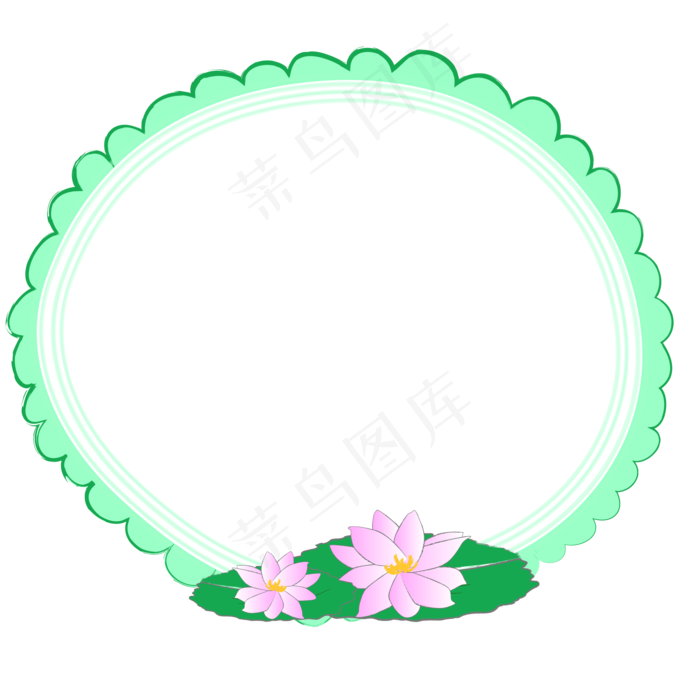 矢量小清新圆形荷叶边框