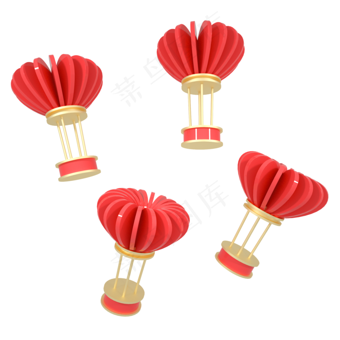 C4D红金色520表白节情人节