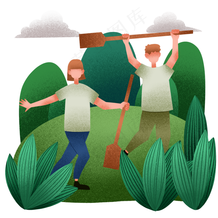 端午节植树情侣