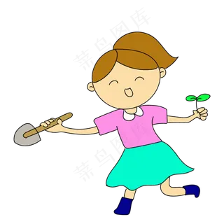 植树种树卡通人物形象