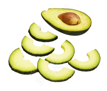 切开的绿色牛油果,免抠元素