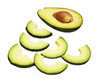 切开的绿色牛油果,免抠元素