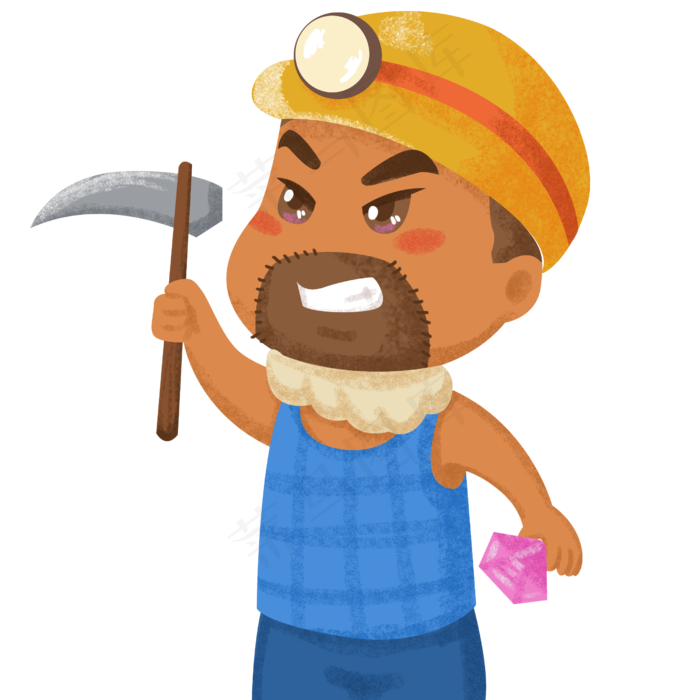 卡通劳动节职业人物之举手的矿工