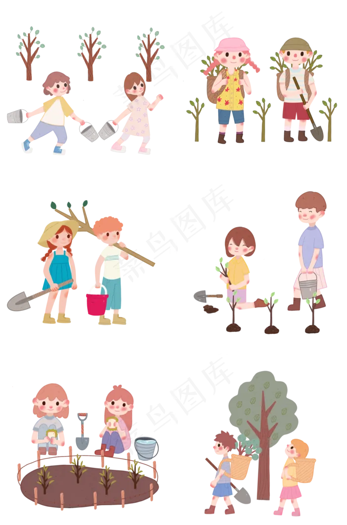 手绘植树节种树合集
