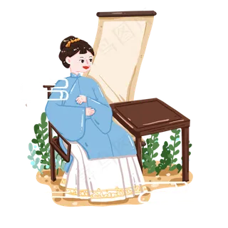 穿立领衫的汉服女孩